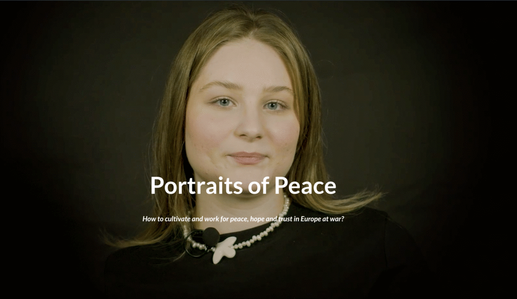 Image of a landing page of Portraits of Peace -publication